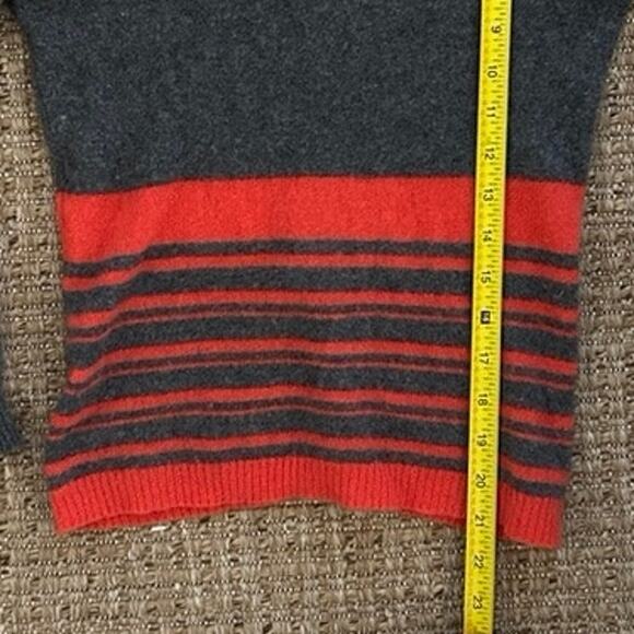 Y2K Theory Cashmere Sweater – Gray & Poppy Red Stripes, Size M, Vintage - Picture 4 of 8